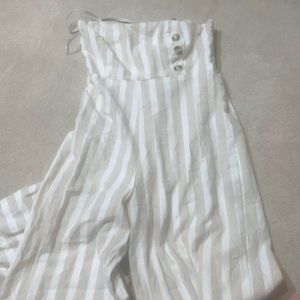 Tan and white jumpsuit